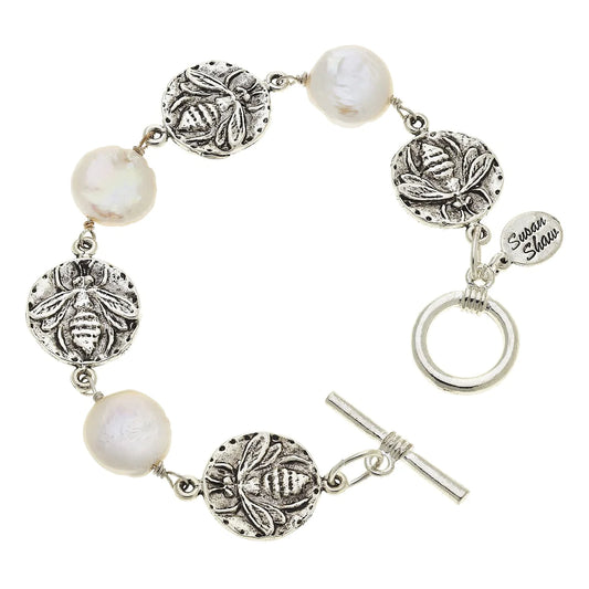 Susan Shaw Pearl & Bee Bracelet