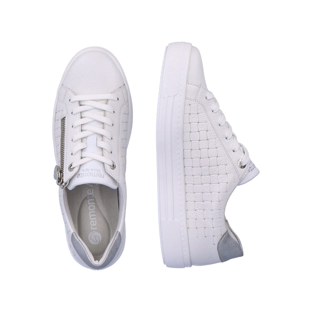 Remonte White Weave Sneaker with Side Zipper