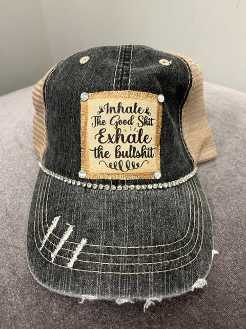 Jana's Bling Trucker Hat - "INHALE the good shit, EXHALE the bullshit"